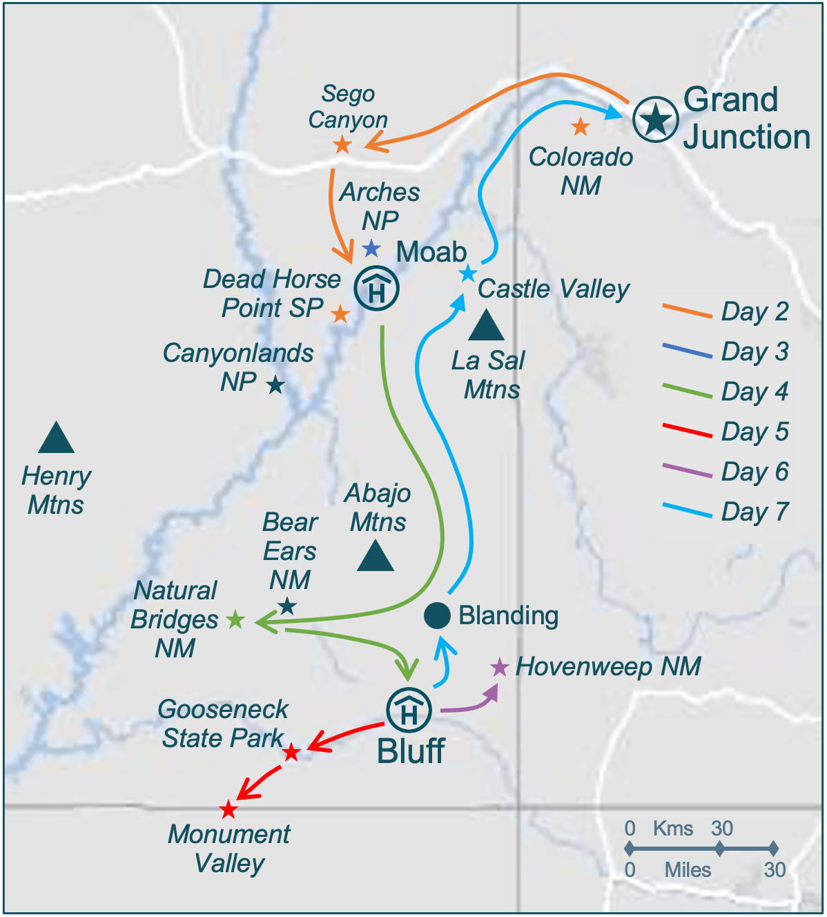 A Western Geo Tour Landscapes And Cultures Of Southeast Utah GeoCultura   T034 UT Itinerary Map 